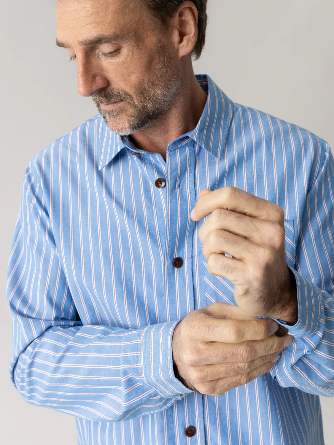 Mos Mosh MMGDavid Spring Stripe Shirt Hemd Hellblau