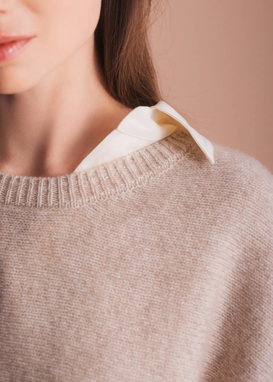 Senatex Kaschmir-Pullunder Pullover Beige ärmellos
