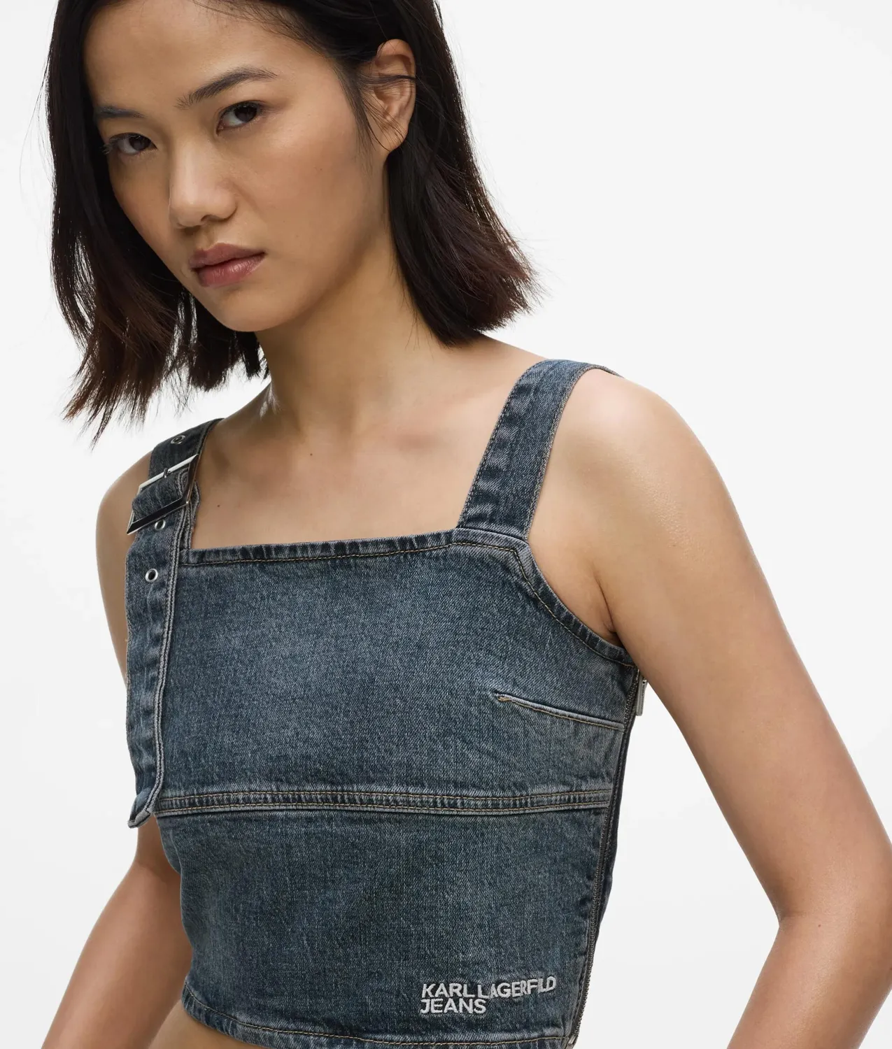 Karl Lagerfeld Jeans Belted Denim Trägertop XS-XL Cropped