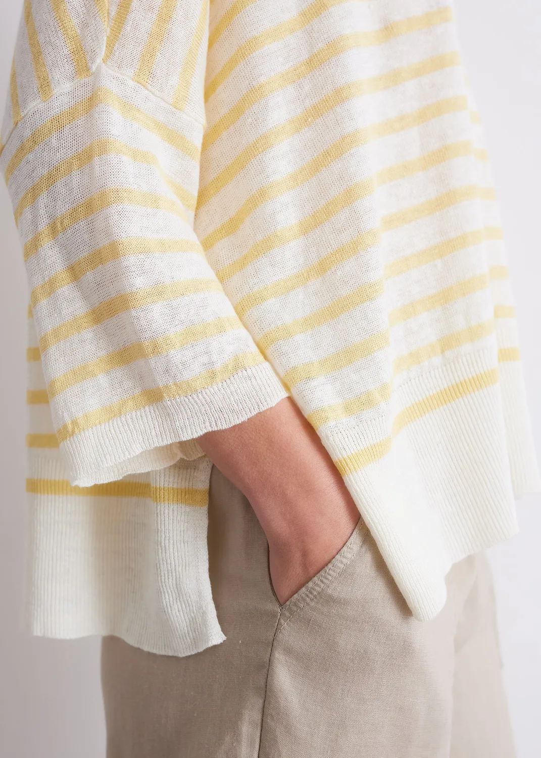 Senatex Leinenpullover Vanilla Combo gestreift