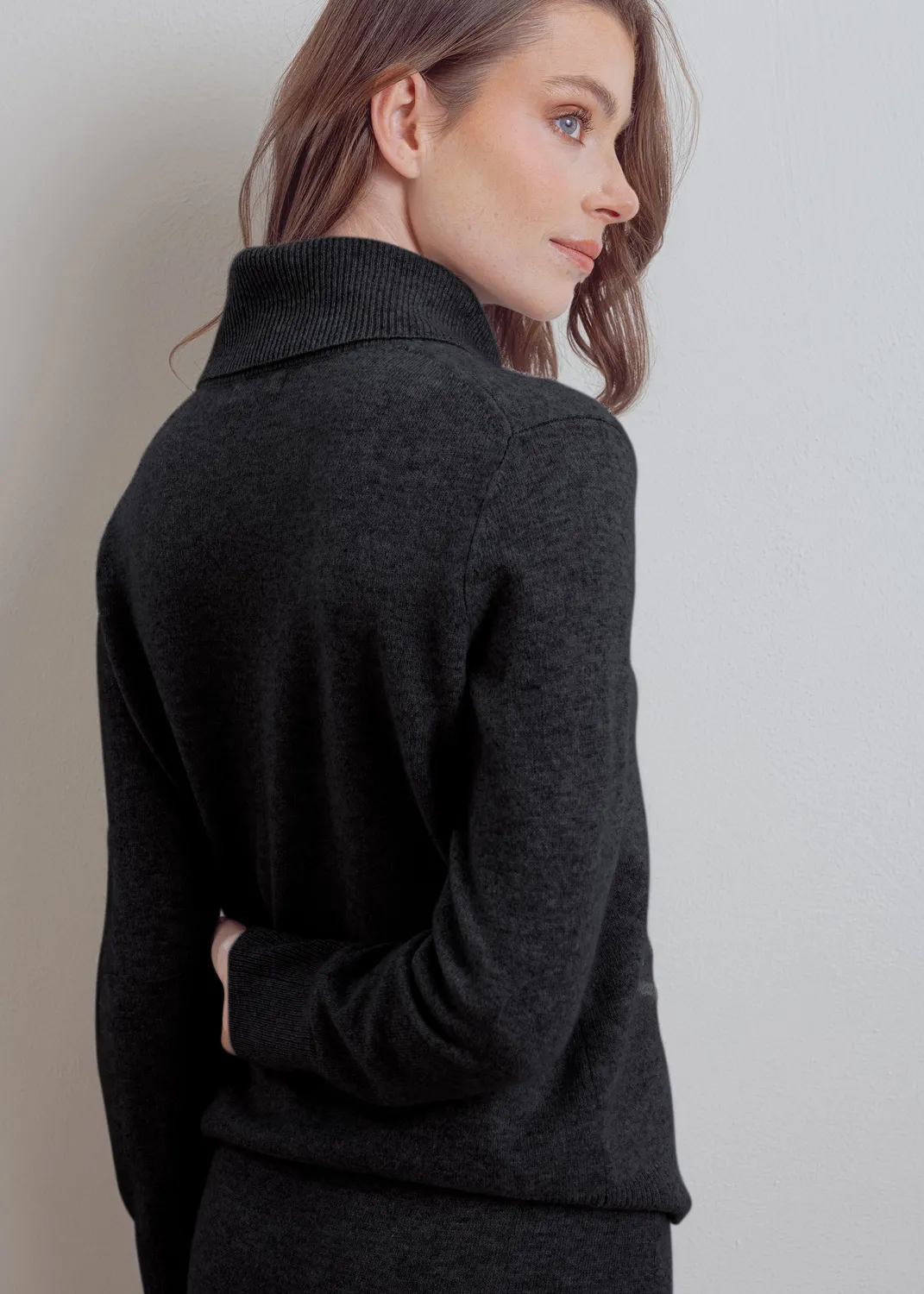 Senatex Rollkragenpullover Wollpullover Silver