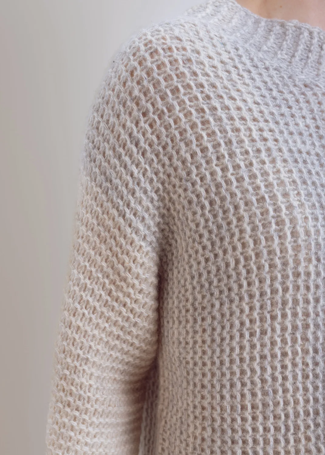Senatex Stehkragenpullover Farbverlauf Silver Stripes Wolle-Mix