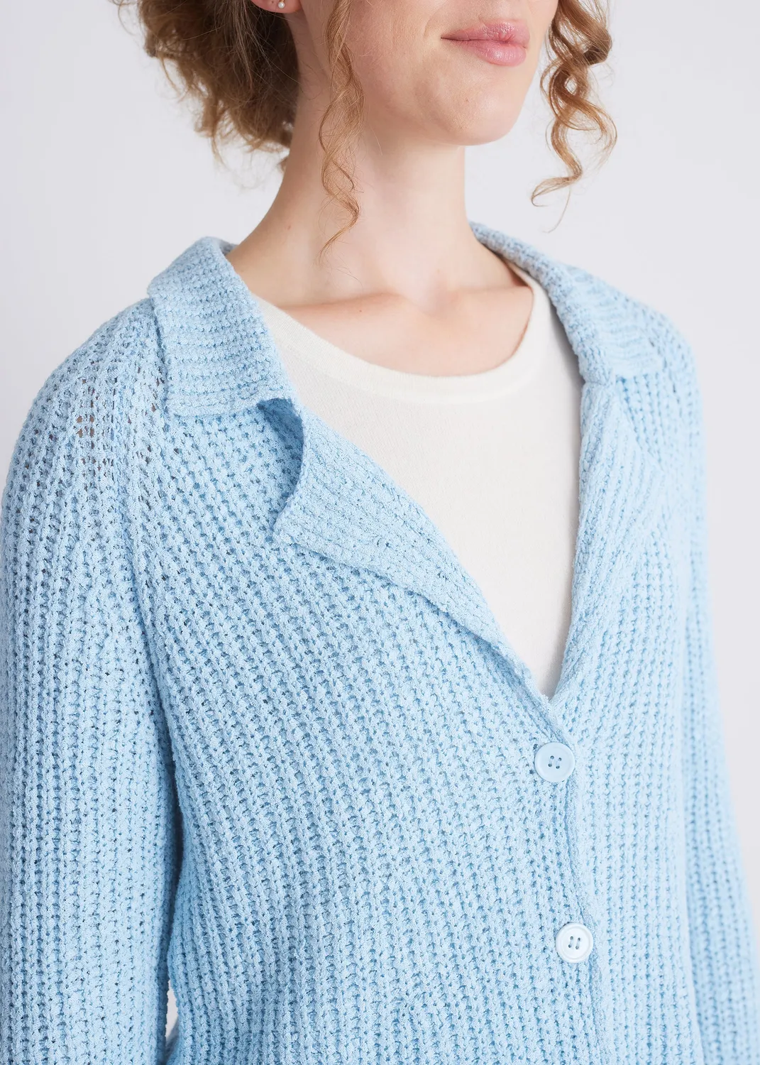 Senatex Strickjacke Struktur Reverskragen Frost