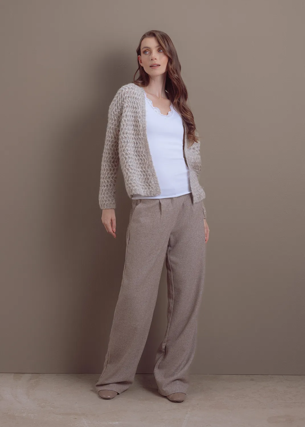 Senatex Strickjacke Woll-Alpaka-Mix Chalk Cardigan