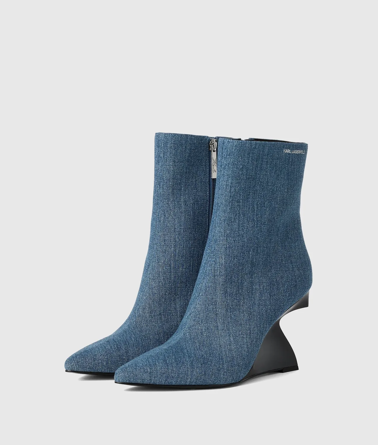 Karl Lagerfeld Waverely Denim Midi Boots Keilabsatz