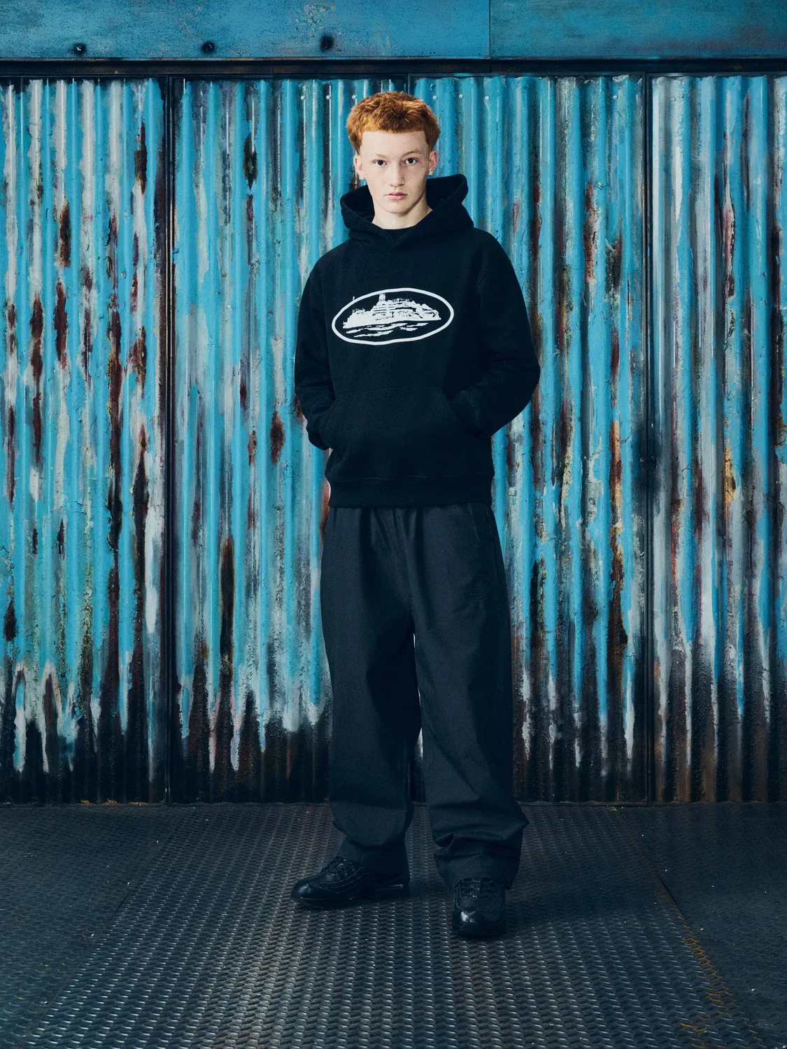 Corteiz Alcatraz Hoodie schwarz-weiß Baumwolle