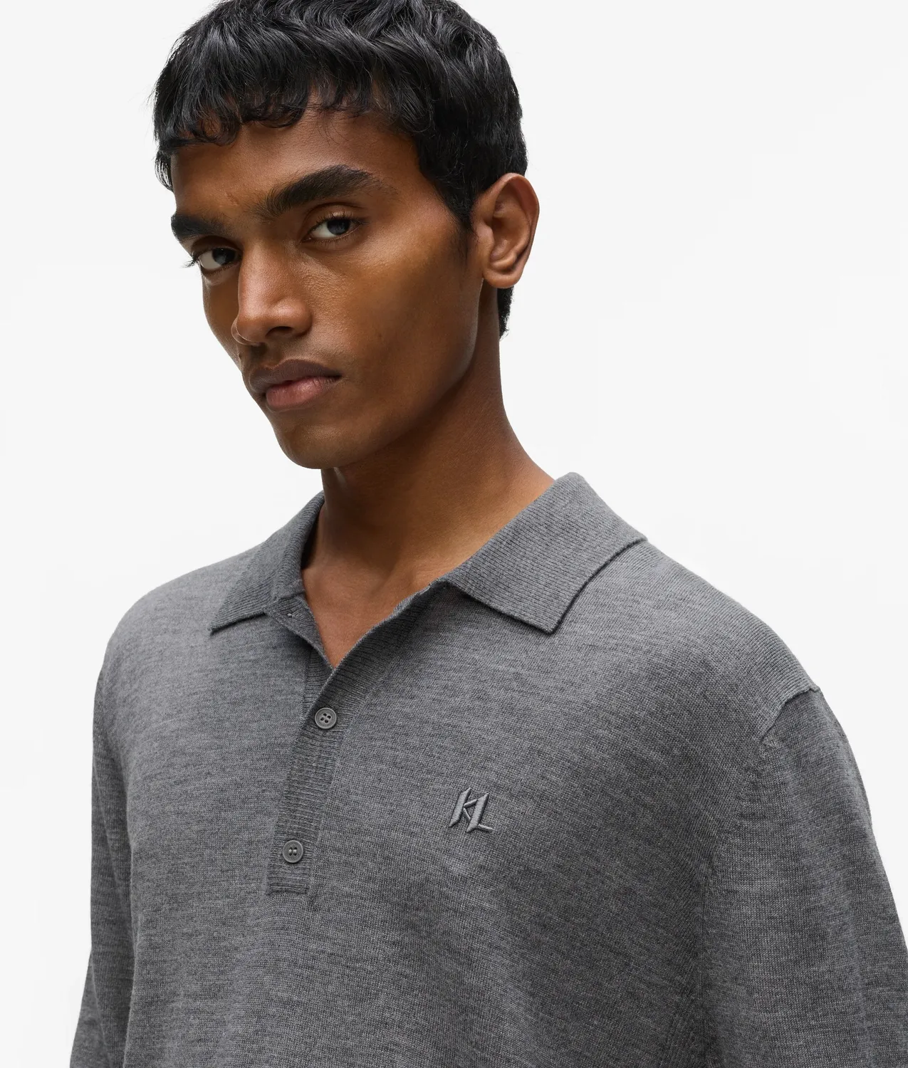 Karl Lagerfeld Merino Poloshirt langarm Wolle