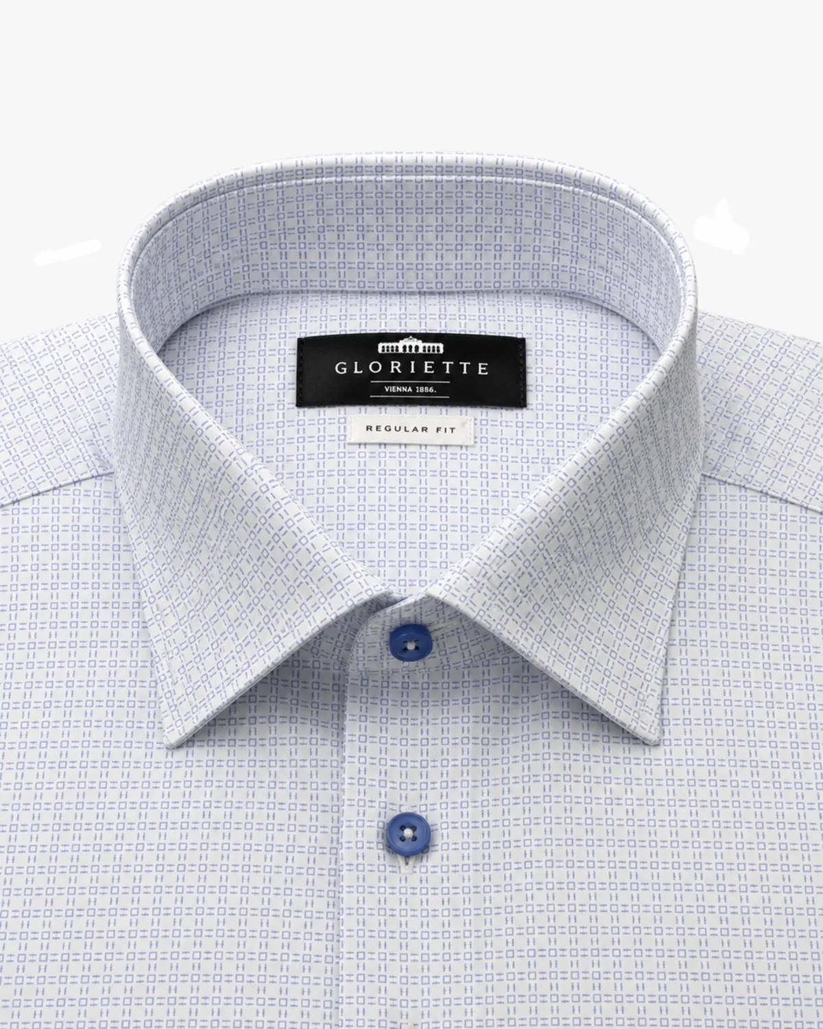 Gloriette Hemd Mikro-Muster Regular Fit Hemd weiß-blau Baumwolle