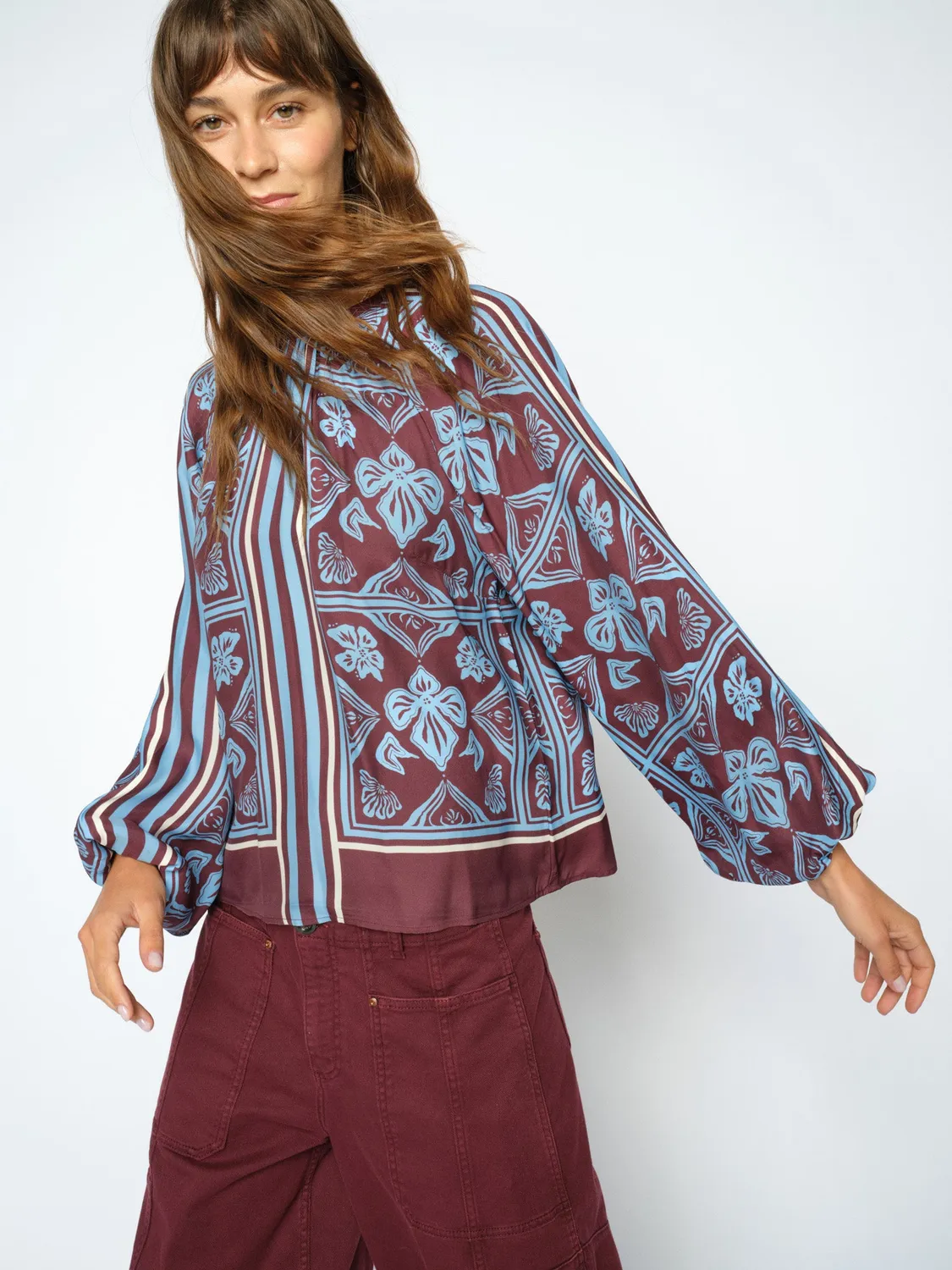 Mos Mosh MMMilkey Linocut Bluse Print Rundhals