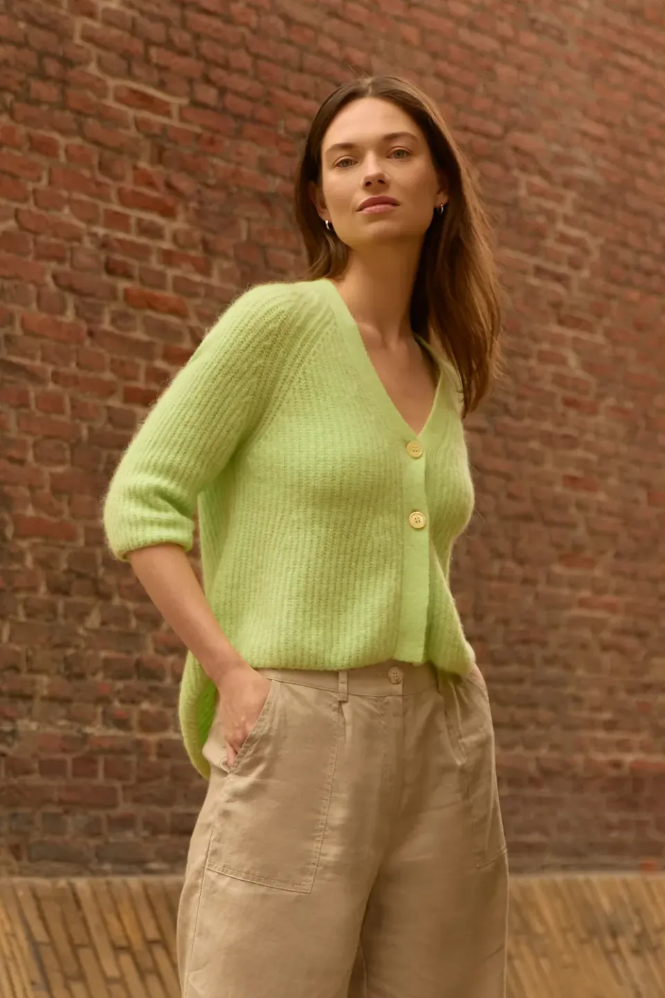 Senatex Alpaka Cardigan Candy Strukturstrick