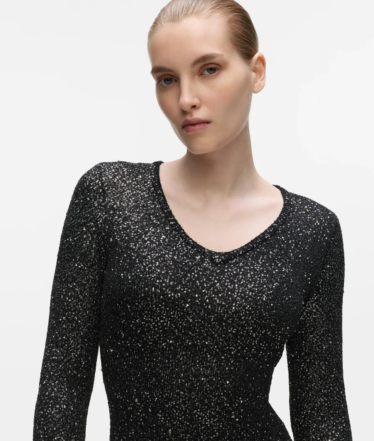 Karl Lagerfeld Sequin Knitted Kleid lang mit Pailletten