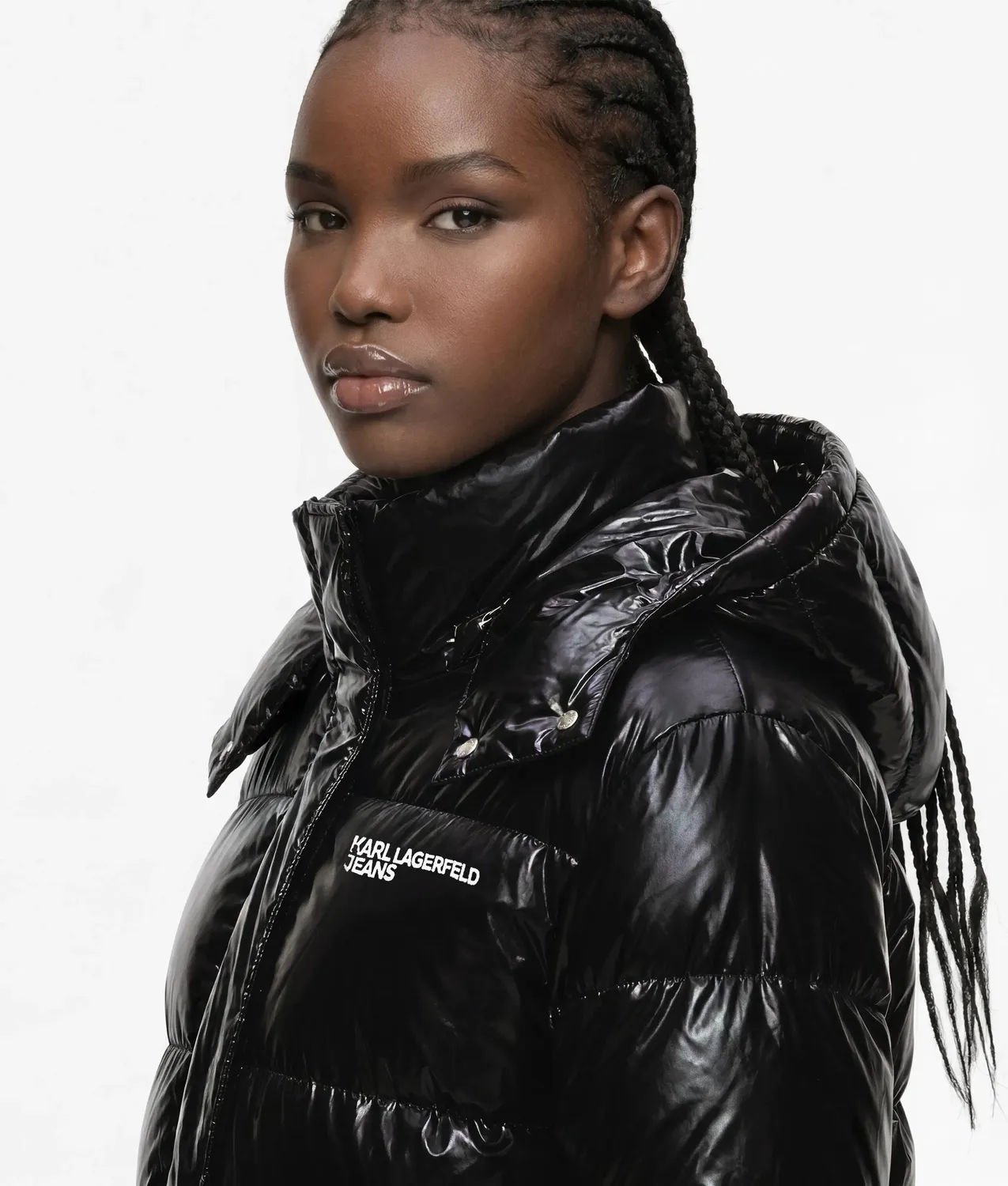 Karl Lagerfeld KL Jeans Long Shiny Pufferjacke lang glänzend