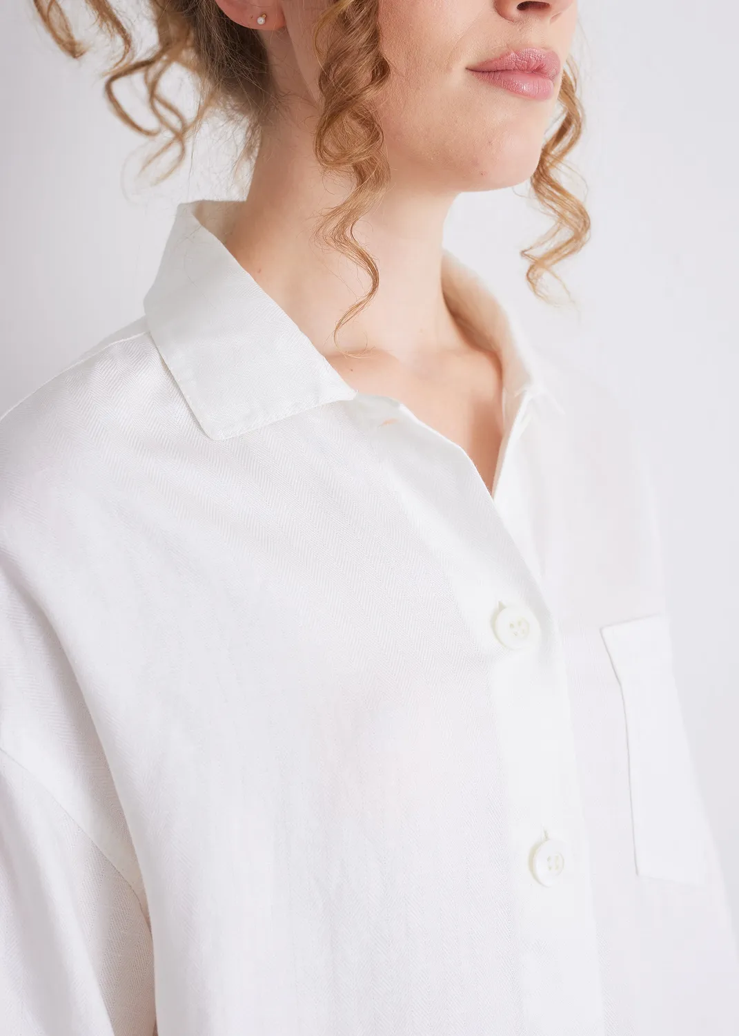 Senatex Bluse Lyocell-Leinen Off-White locker