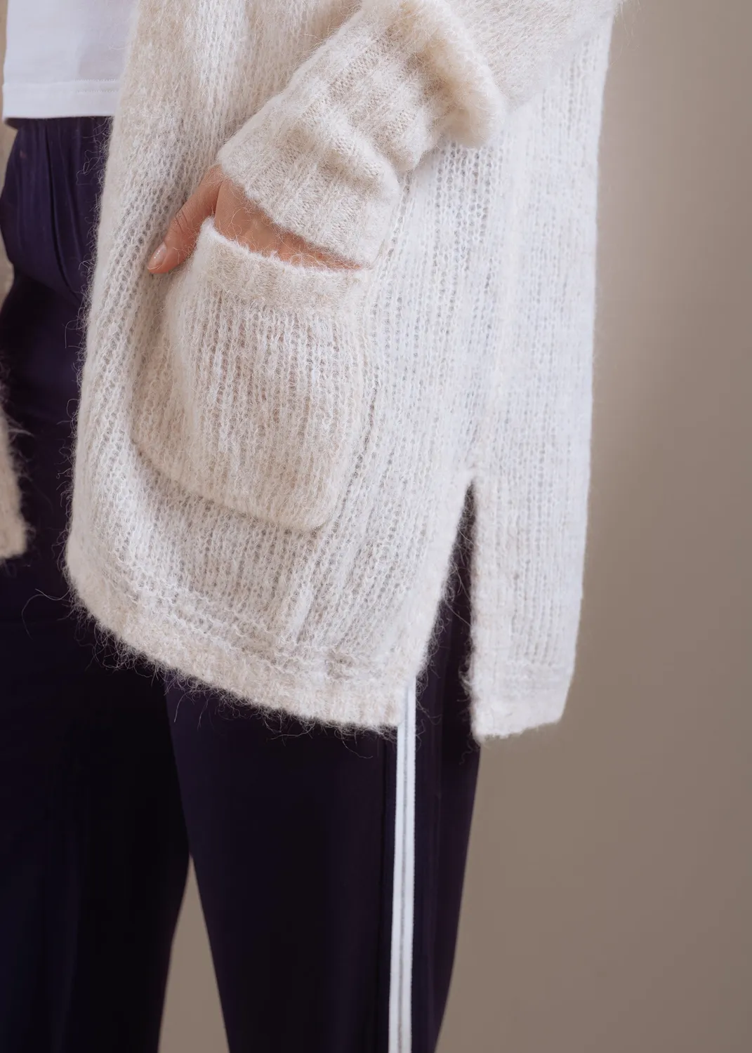 Senatex Strickjacke Alpaka-Mix Cardigan Chalk mit Taschen