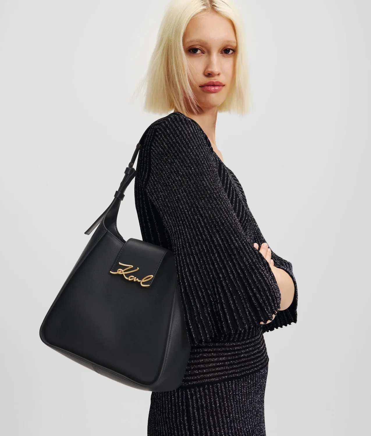 Karl Lagerfeld K/Signature Hobo Bag Ledertasche glatt