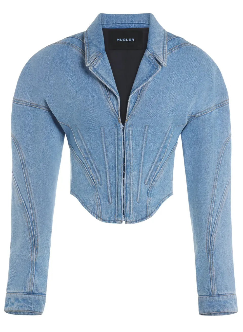 Mugler Tailored Corset Denimjacke Hellblau