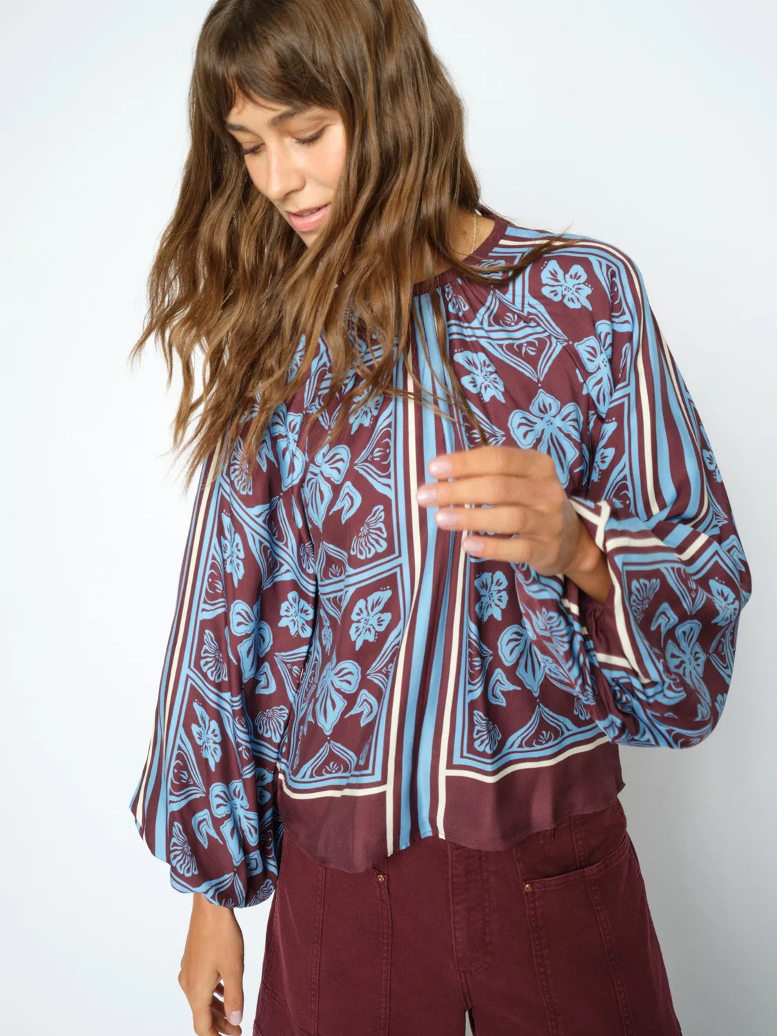 Mos Mosh MMMilkey Linocut Bluse Print mit Rundhals
