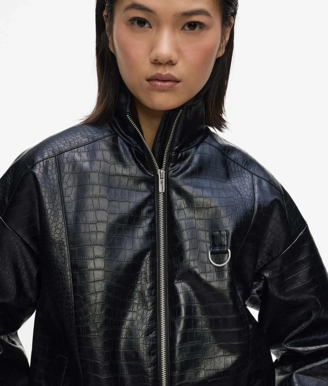 Karl Lagerfeld KL Jeans Karl Quote Bomberjacke Kunstleder Krokodil