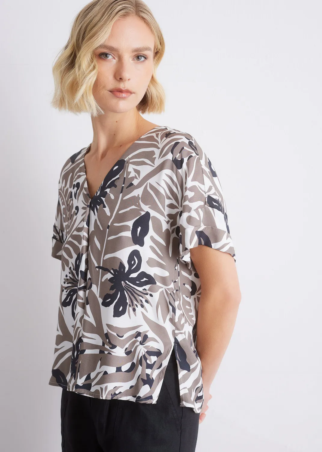 Senatex Gemusterte Bluse Viskose Tropical Shadow