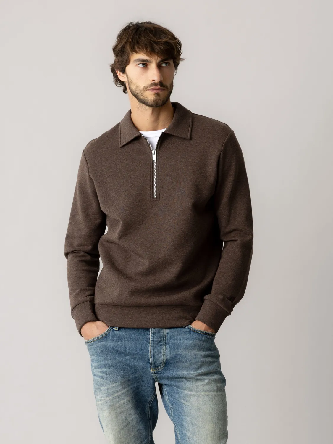 Mos Mosh MMGabel Zip Polo Sweatshirt navy regular
