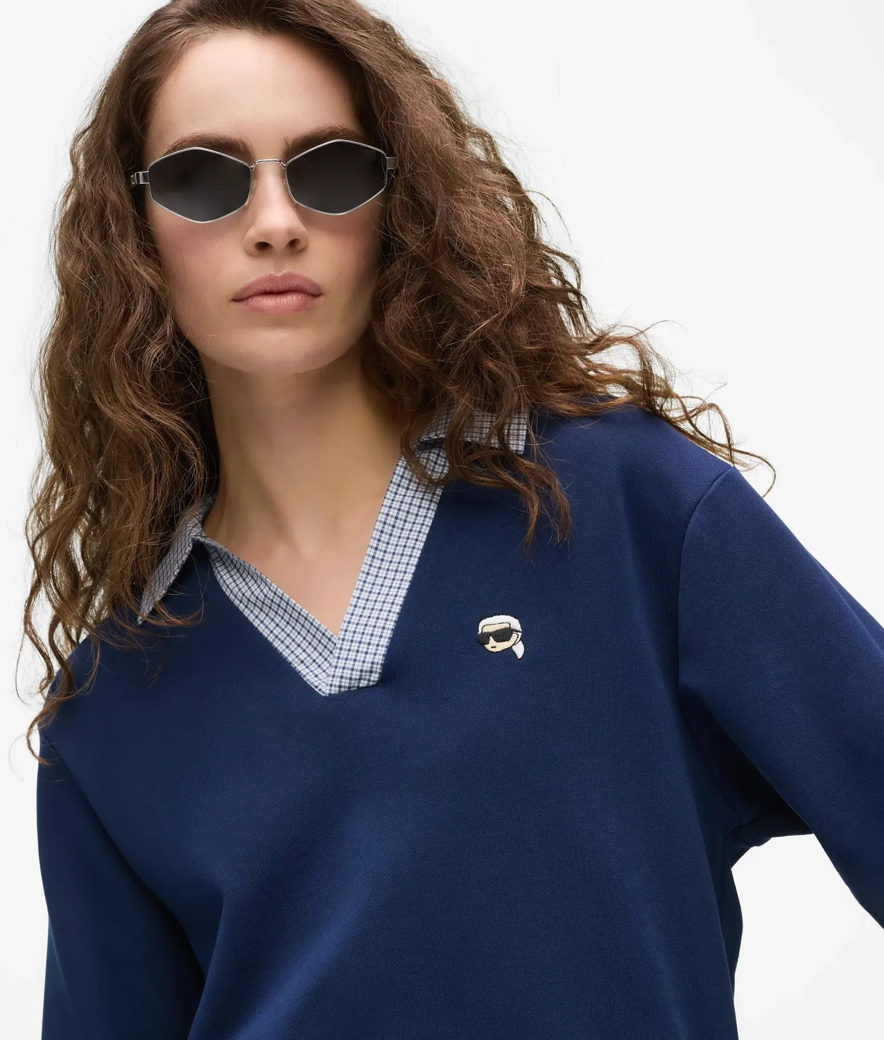 Karl Lagerfeld Ikon V-Neck Sweatshirt Stickerei