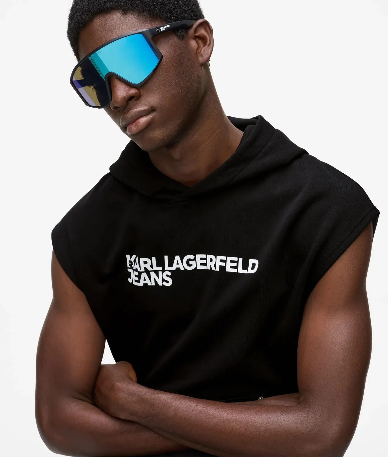 Karl Lagerfeld KL Jeans Logo Hoodie ärmellos Bio-Baumwolle