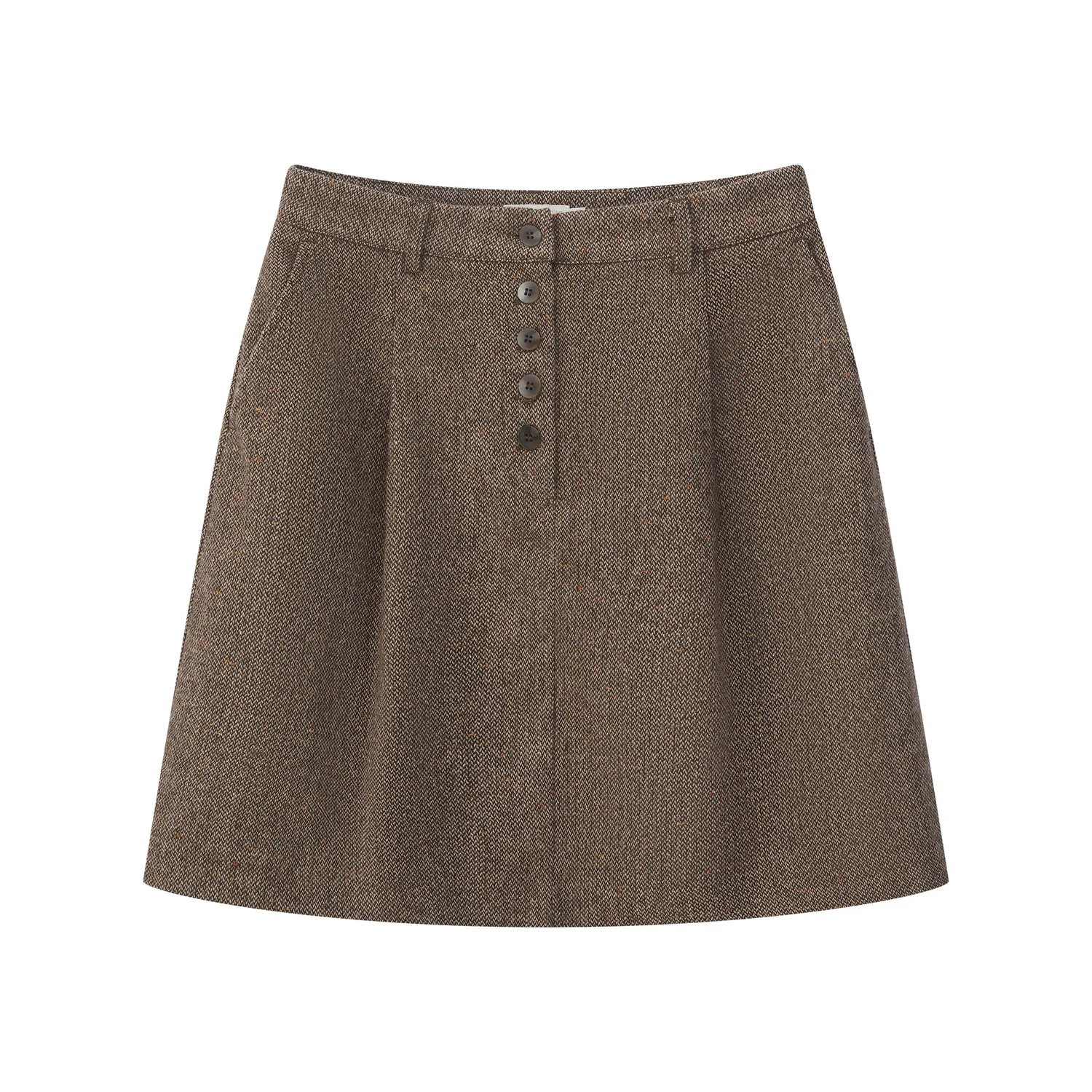 Senatex A-Linien Minirock Donegal Tweed Braun Wollanteil