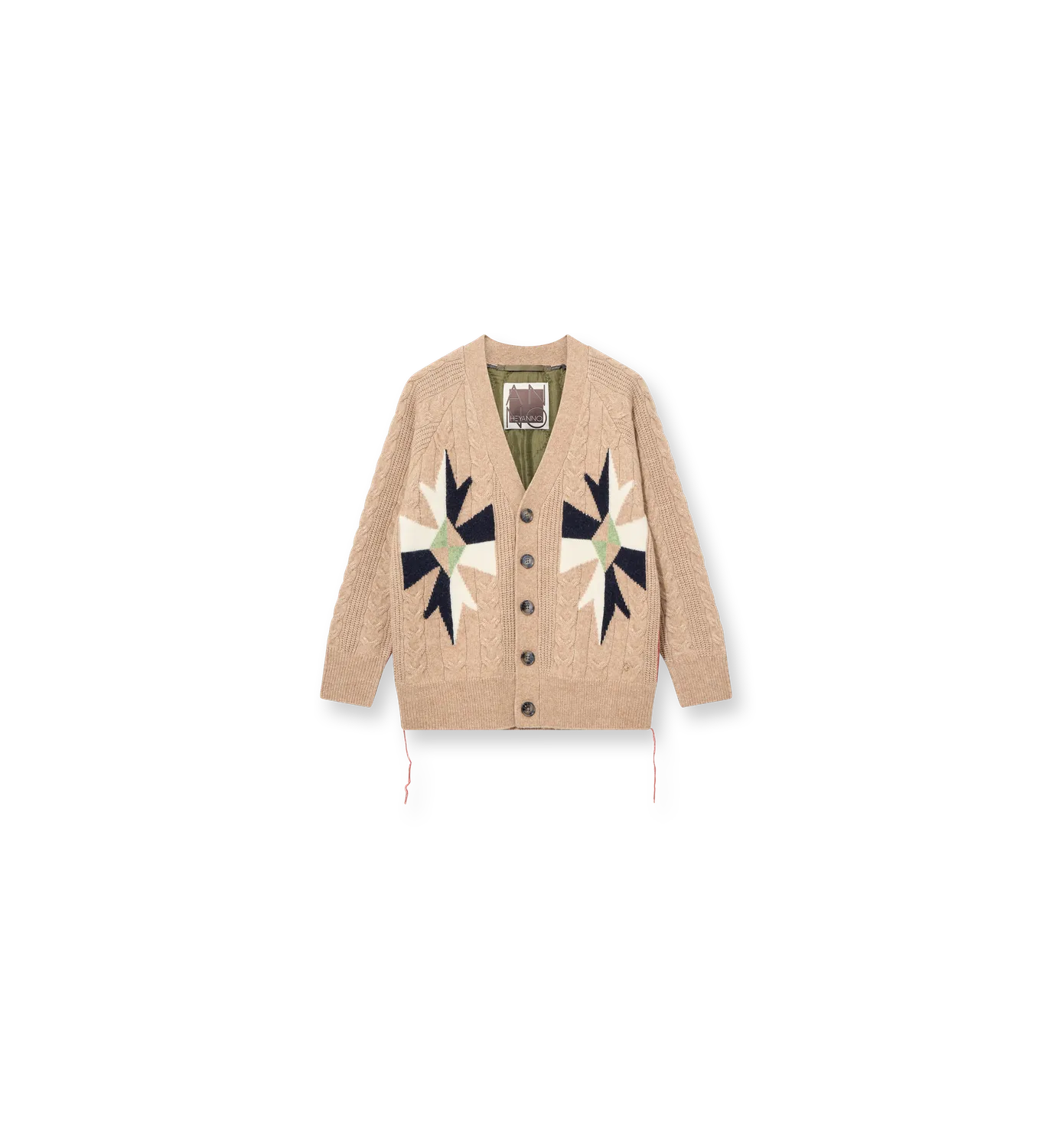 Mos Mosh MMHRio Quilt Cardigan Bone Brown Jacquard