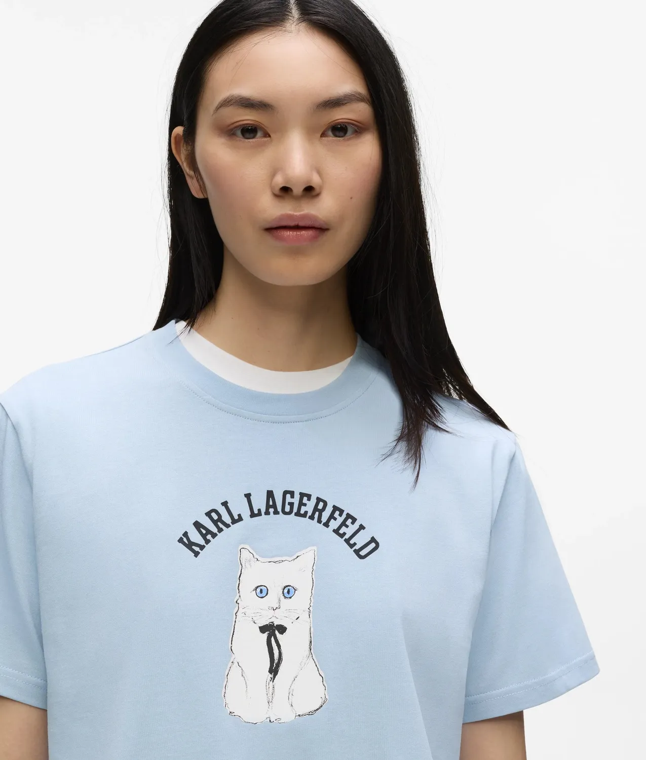 Karl Lagerfeld Ikon Choupette Sketch T-Shirt Damen Bio-Baumwolle