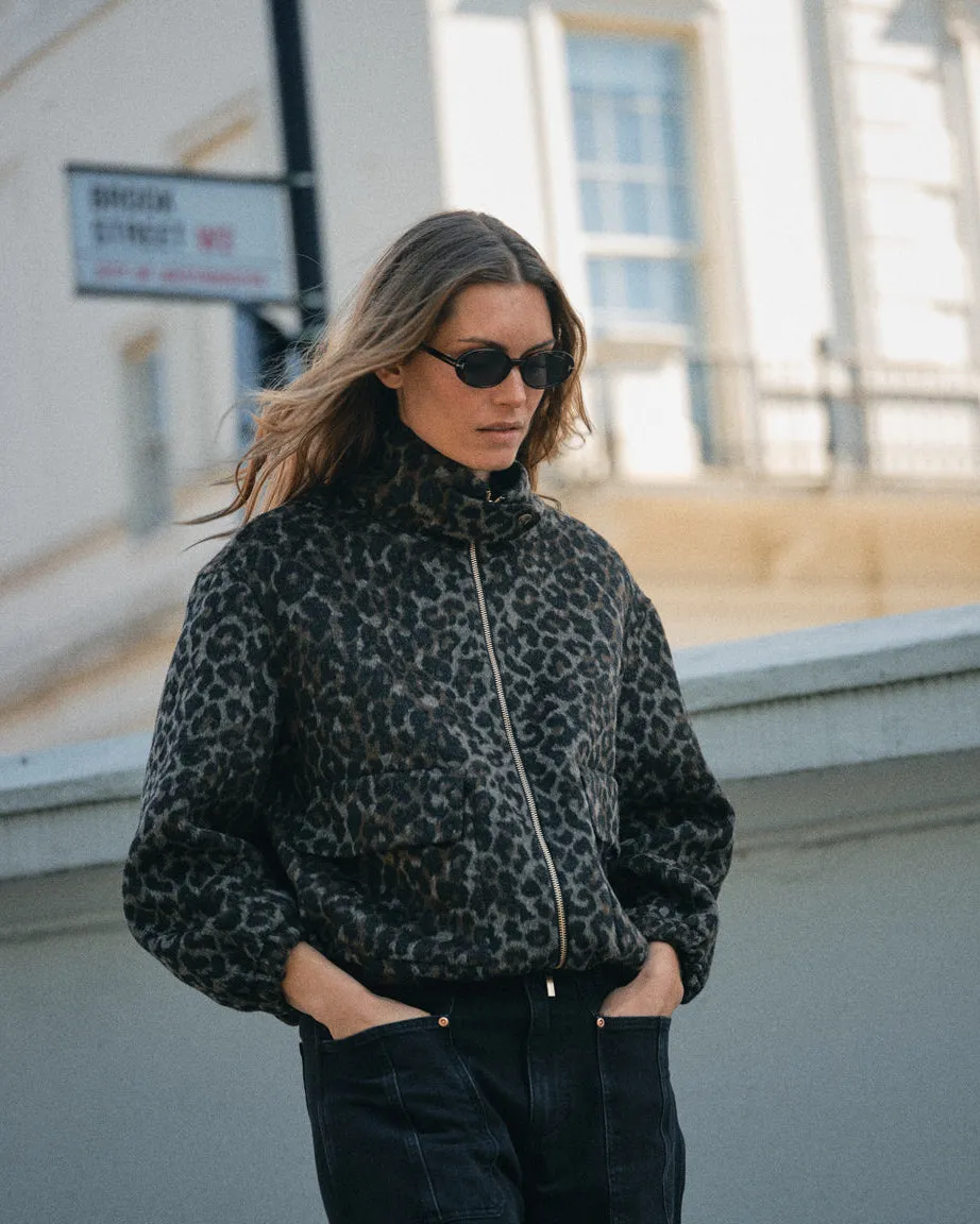 Mos Mosh MMCamille Leo Jacke Schwarz Leo-Print