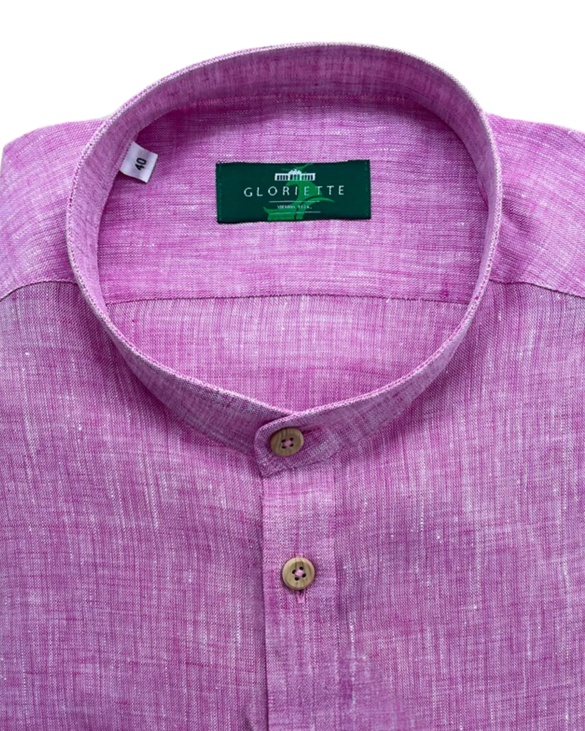 Gloriette Trachtenhemd Leinen Herrenhemd Pink Stehkragen