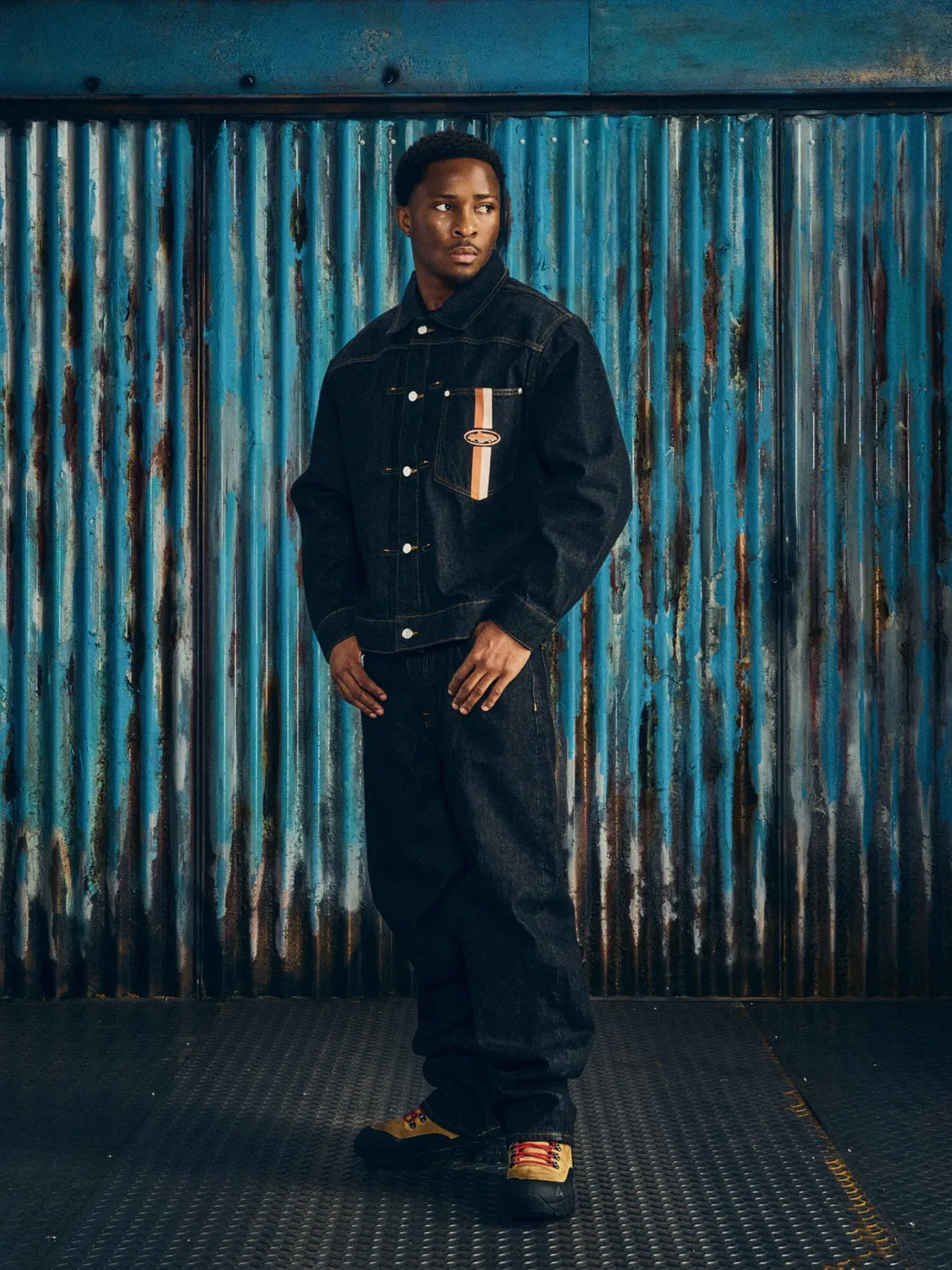 Corteiz Dual Stripe Baggy Jeans Washed Black