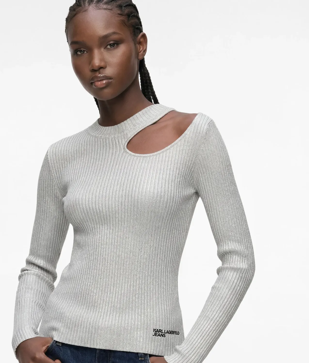 Karl Lagerfeld Jeans Metallic Pullover beschichtet Cut-out