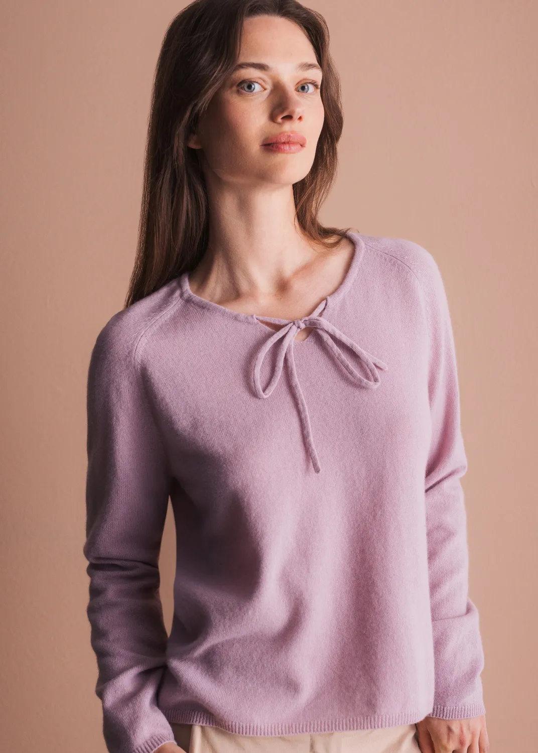 Senatex Pullover Bindeband Rundhals Moss Merinowolle