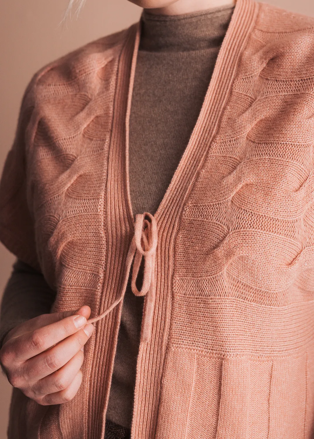 Senatex Strickjacke Bindeband Cardigan Peach