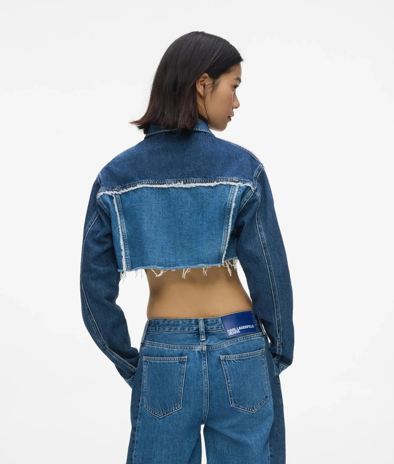 Karl Lagerfeld KL Jeans Blocked Denim Jacke Cropped