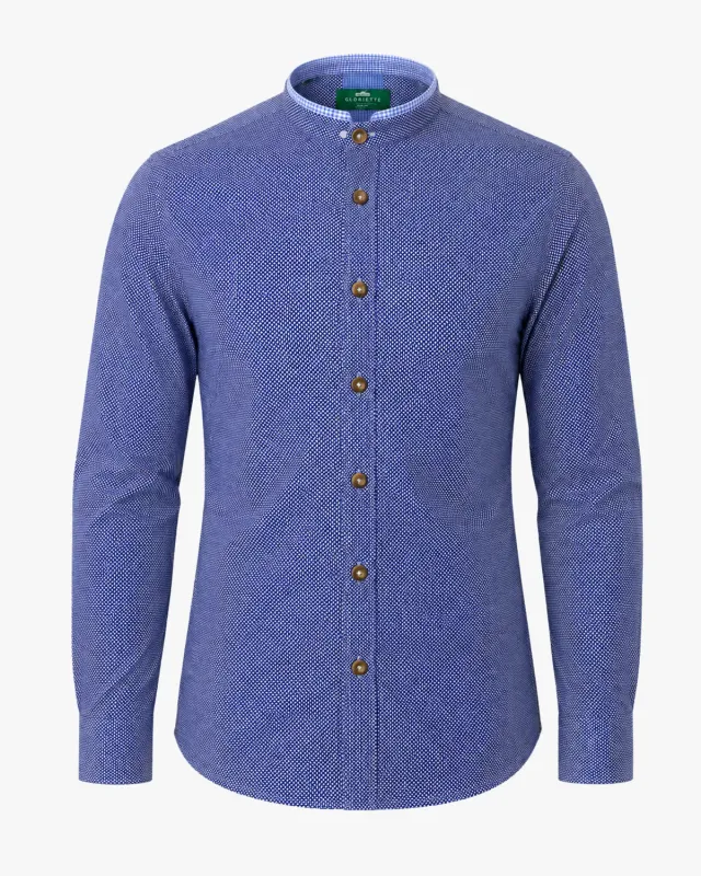 Gloriette Trachtenhemd Modern Blau Struktur Hemd Blau