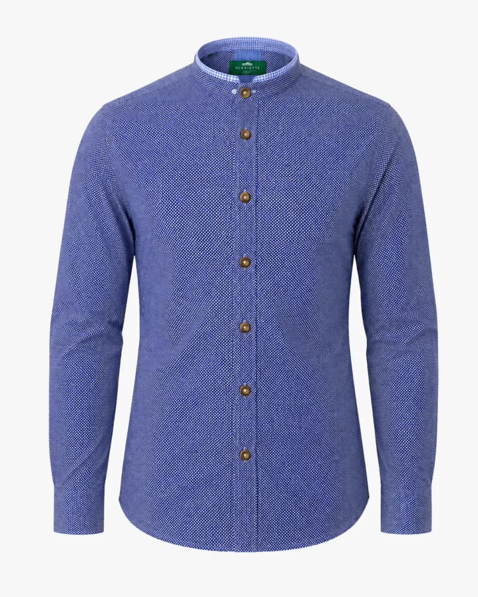 Gloriette Trachtenhemd Modern Blau Struktur Hemd Blau