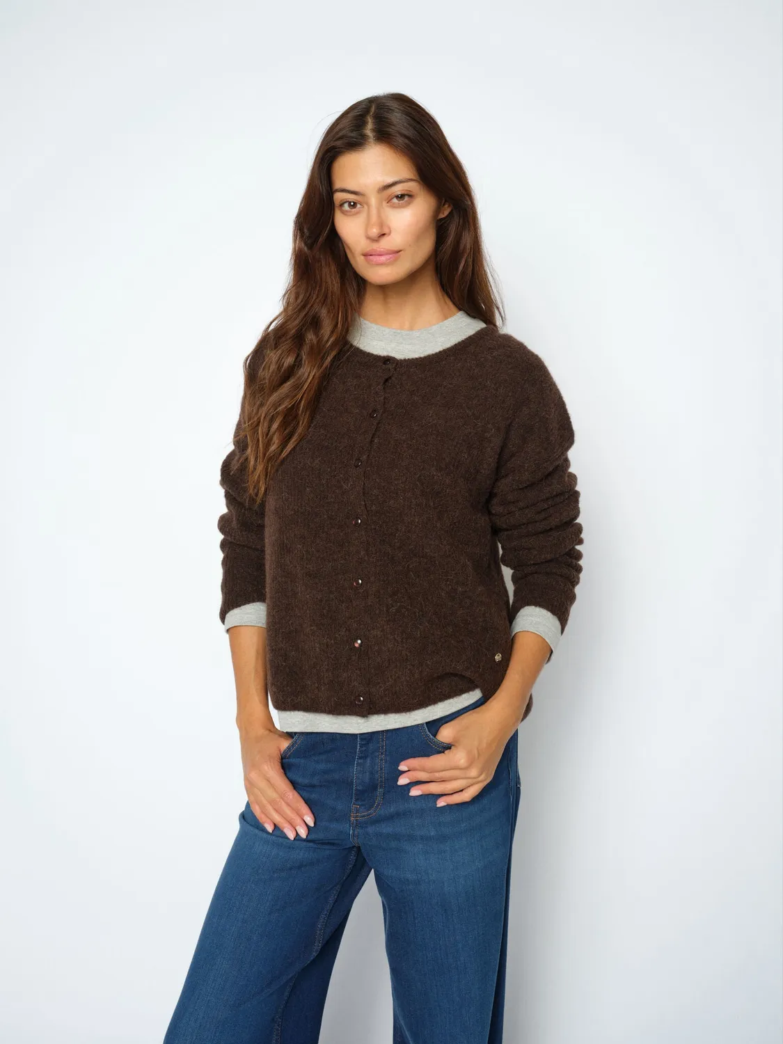Mos Mosh MMAlmine Strickjacke Grey Melange Alpaka