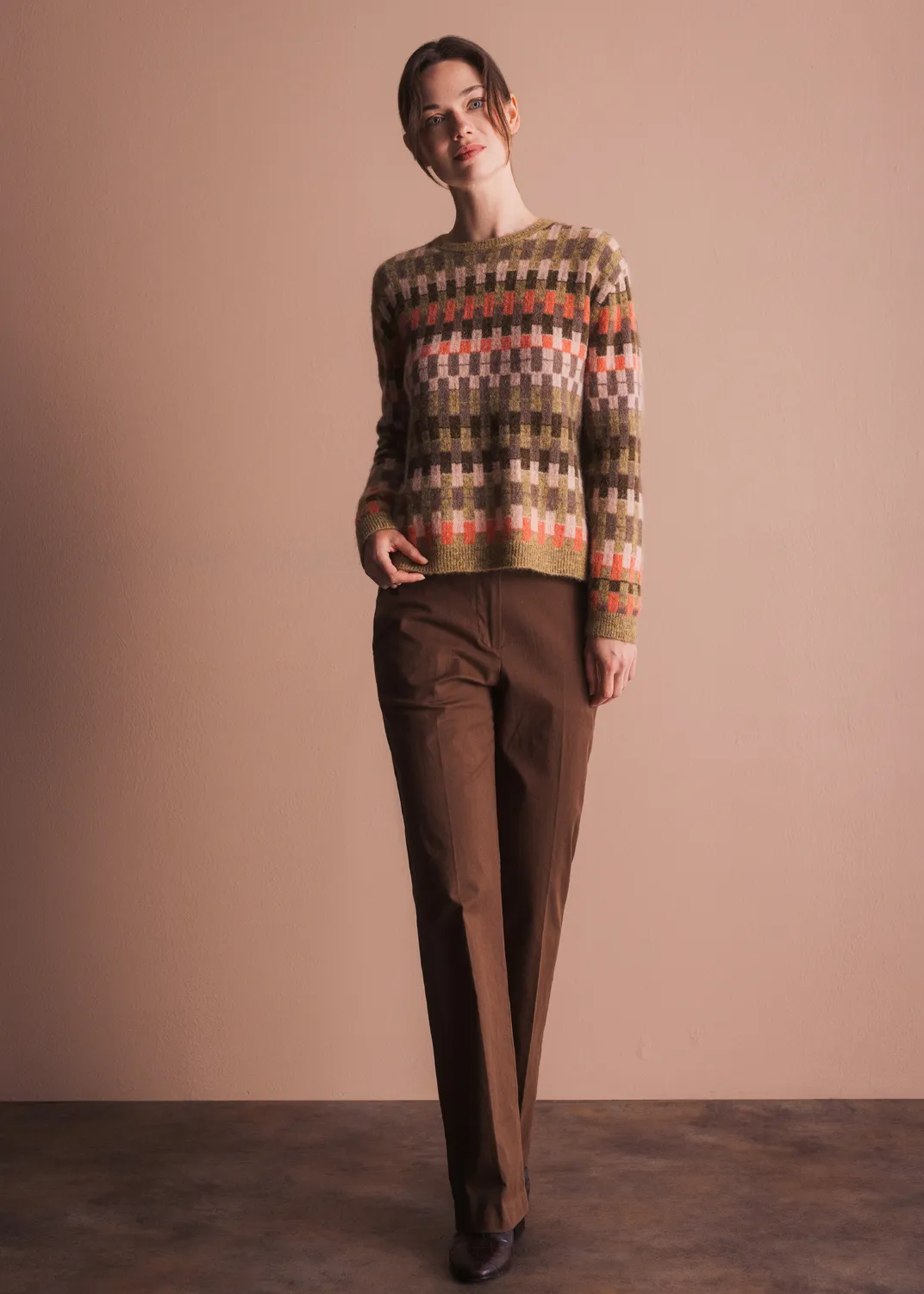 Senatex Pullover Grafisches Muster Multicolor Alpaka-Wolle