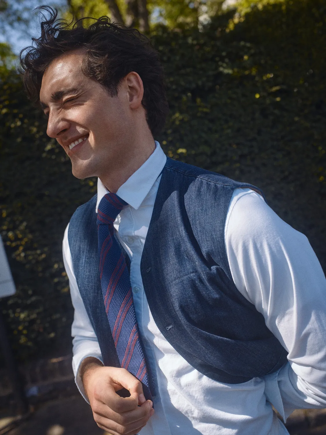 Mos Mosh MMGPisa Waistcoat Weste Blue Chambray
