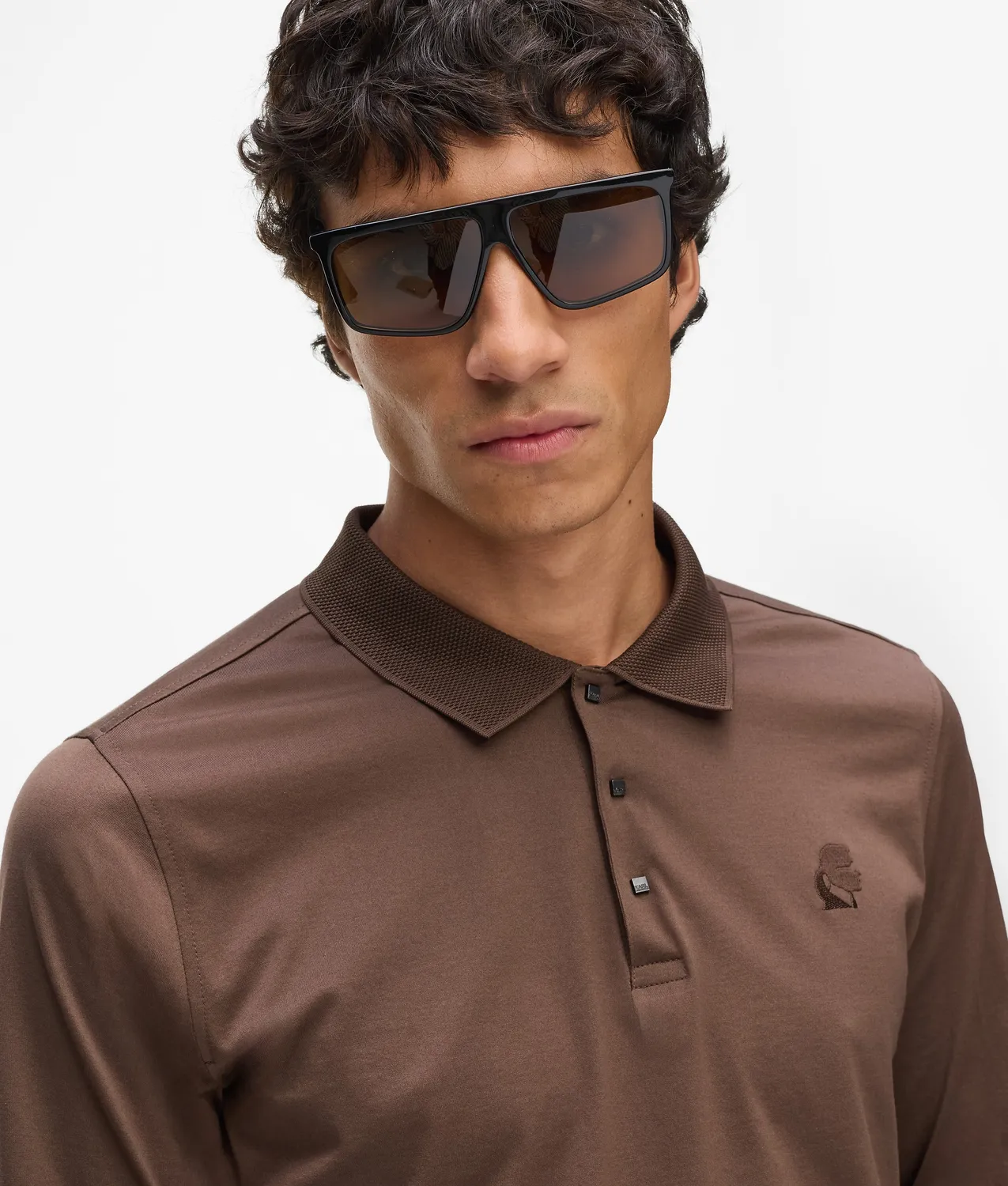 Karl Lagerfeld Langarm Poloshirt Jersey
