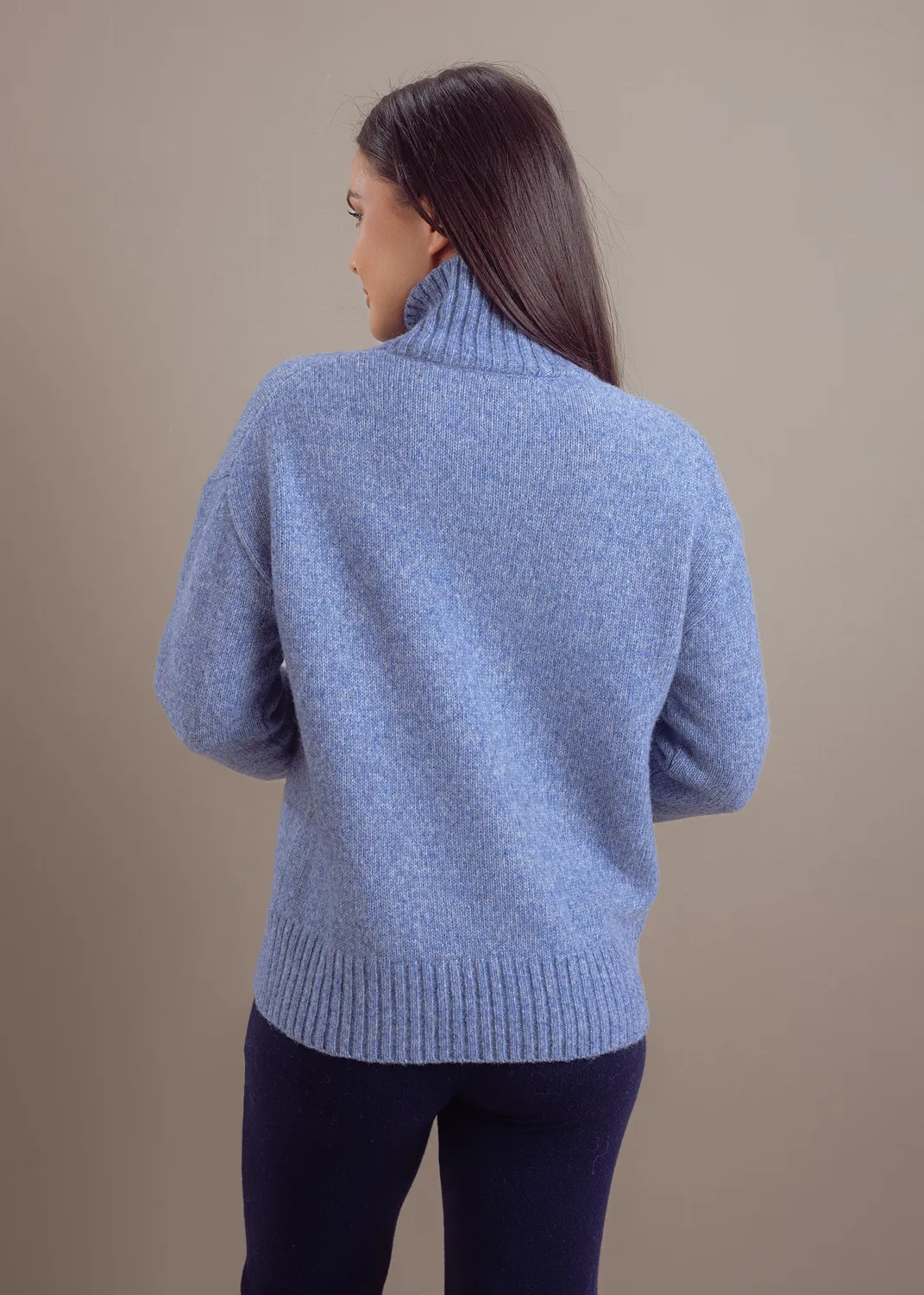 Senatex Zopfmuster-Pullover Rollkragen Ice Wolle-Mix