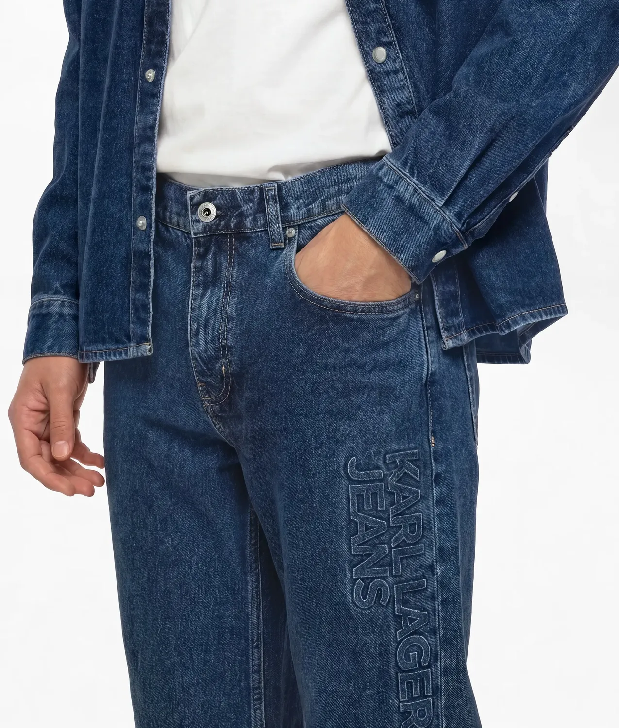Karl Lagerfeld KL Jeans Logo Straight Jeans W28-W36 Denim