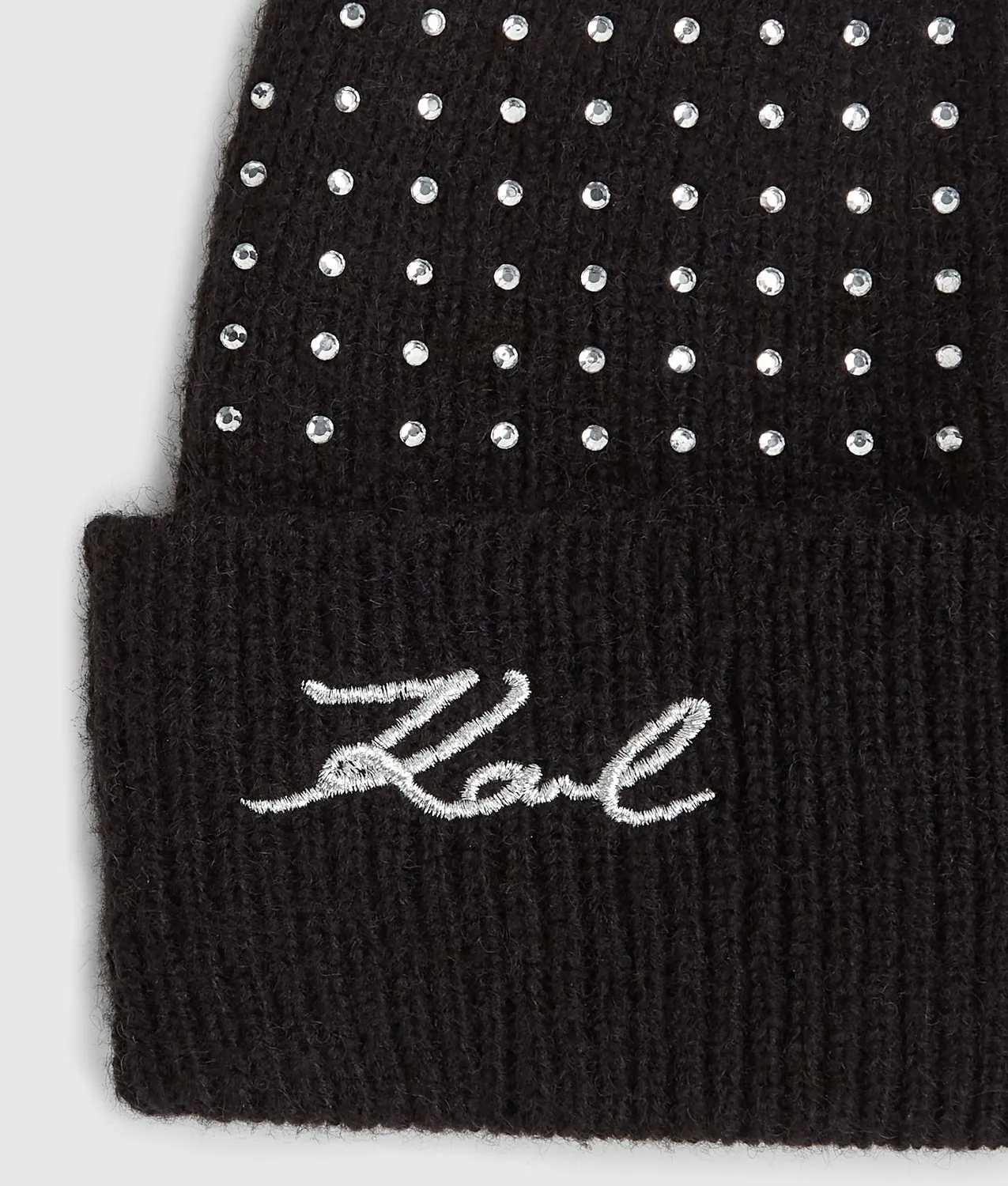 Karl Lagerfeld K/Signature Beanie Strass Rippstrick