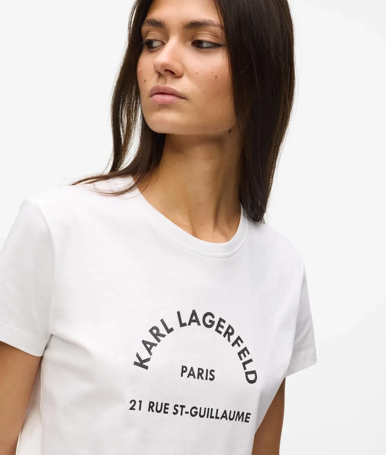 Karl Lagerfeld Rue Glitzer T-Shirt Slim-fit Bio-Baumwolle