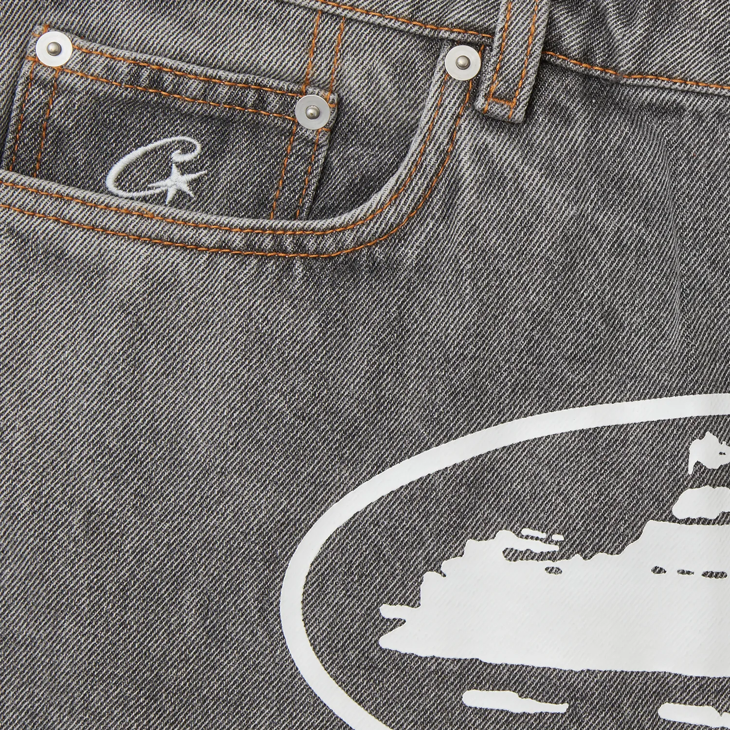 Corteiz Island Denim Short Jeansshorts Light Grey 14oz