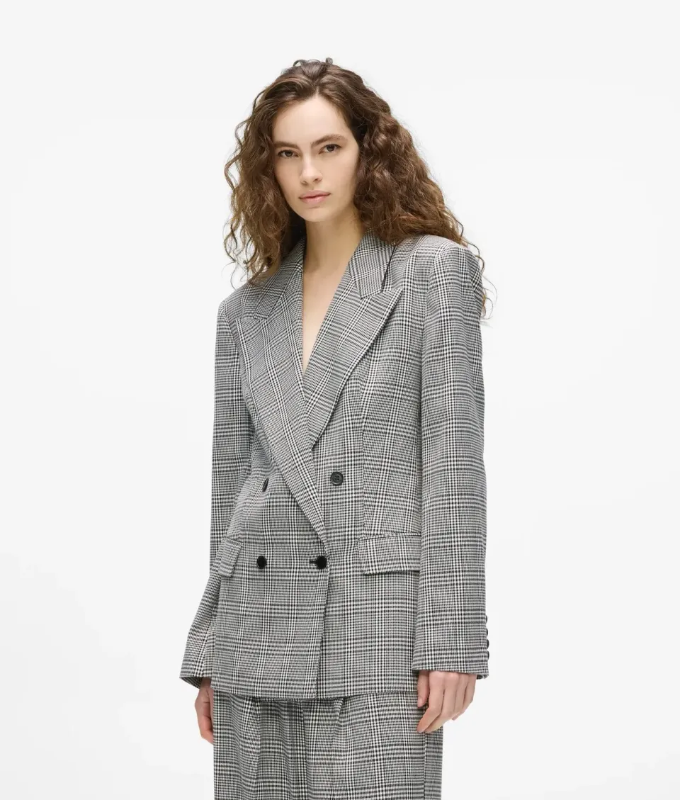 Karl Lagerfeld Structured Checked Blazer kariert doppelreihig