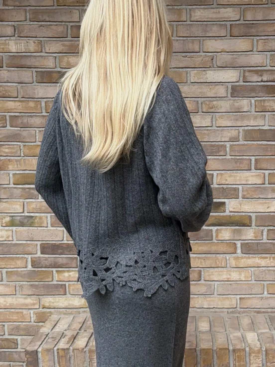 Mos Mosh Vanju Liora Lace Strickpullover Thunderstorm