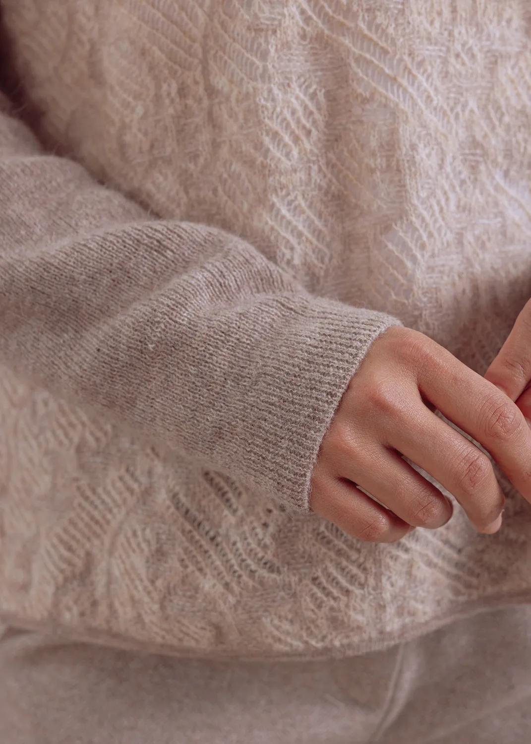 Senatex Pullover Alpaka-Merino Stone strukturiert